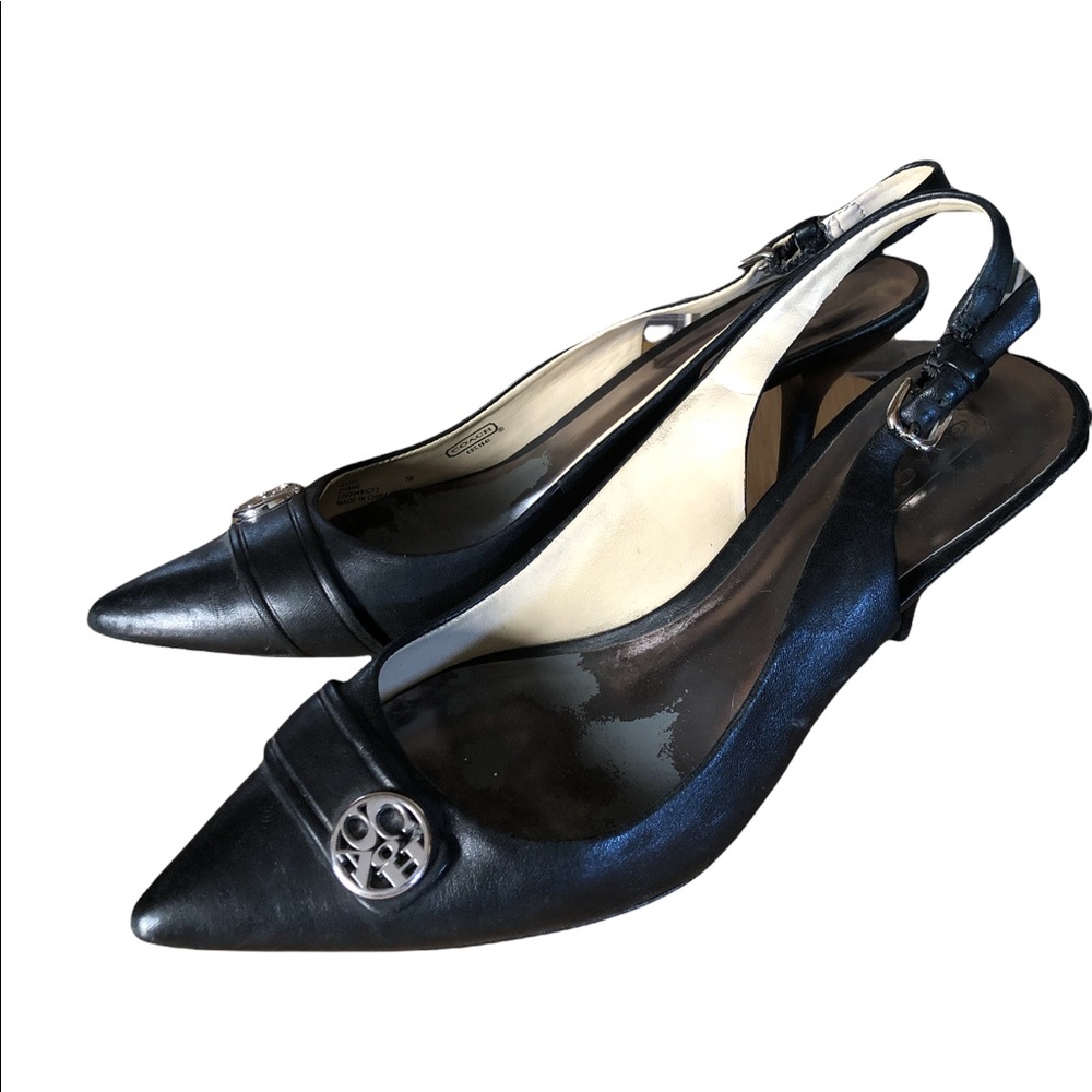 Coach leather pointy sling back heels size 7B